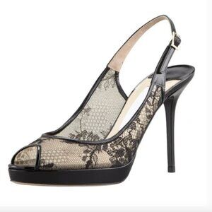Jimmy Choo Lace Sling Back Heels Size 39.5